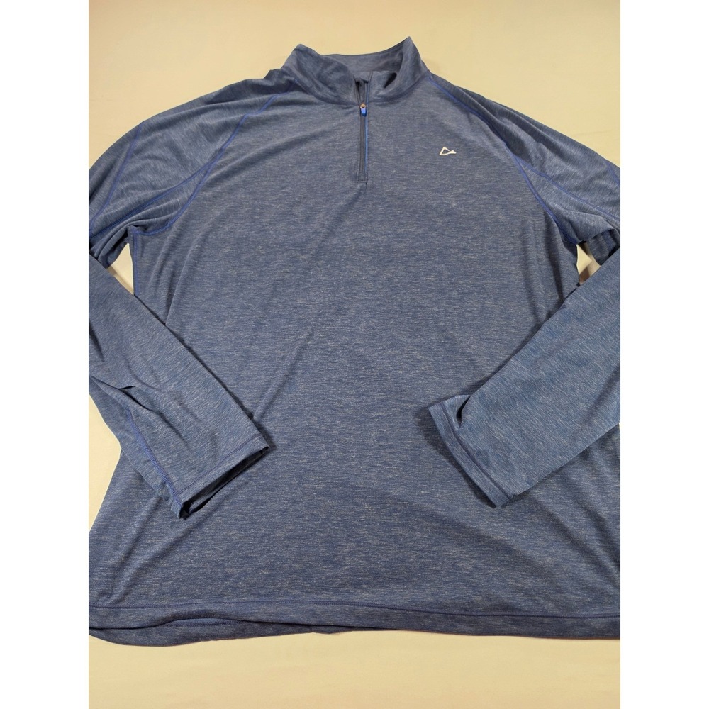 Paradox Mens Merino Blend 1/4 Zip Pullover Blue Heather Drirelease XL 829319
